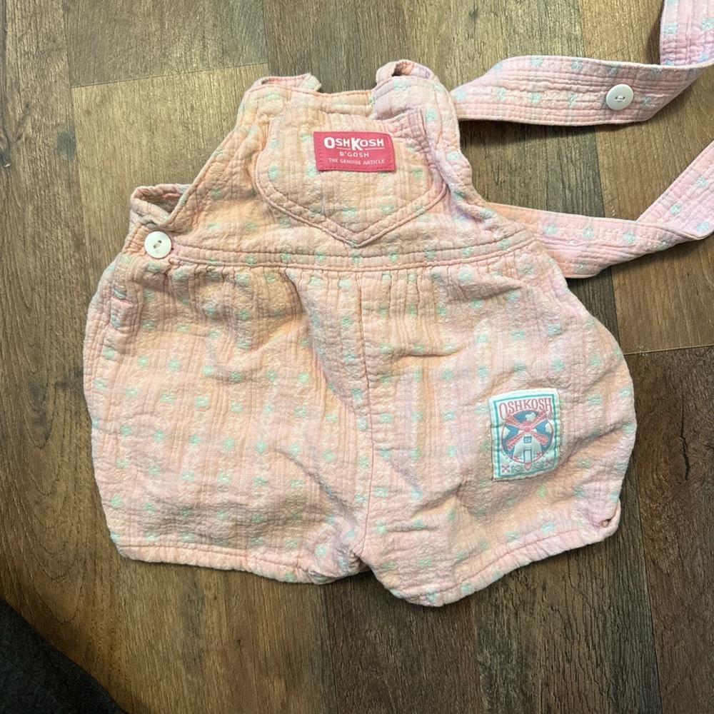Vintage OshKosh B'gosh Pink Floral Bubble Windmill Romper
